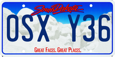 SD license plate 0SXY36