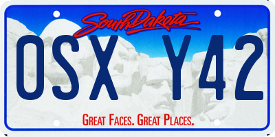 SD license plate 0SXY42