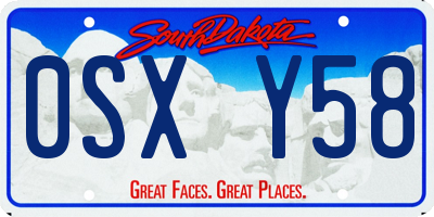 SD license plate 0SXY58