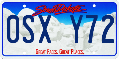 SD license plate 0SXY72