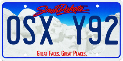 SD license plate 0SXY92