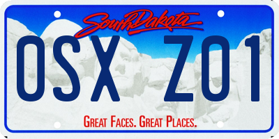 SD license plate 0SXZ01