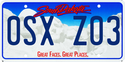 SD license plate 0SXZ03