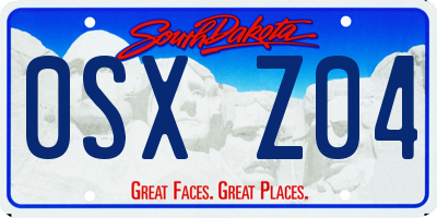 SD license plate 0SXZ04