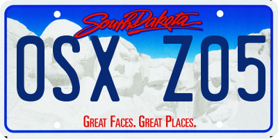 SD license plate 0SXZ05