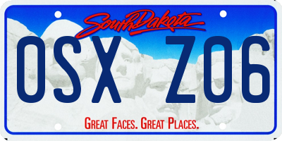 SD license plate 0SXZ06