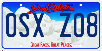 SD license plate 0SXZ08