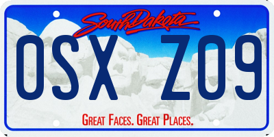 SD license plate 0SXZ09