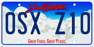 SD license plate 0SXZ10