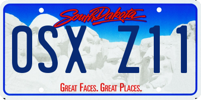 SD license plate 0SXZ11