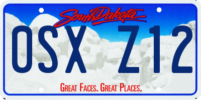 SD license plate 0SXZ12