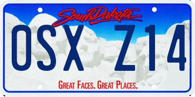 SD license plate 0SXZ14