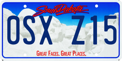 SD license plate 0SXZ15