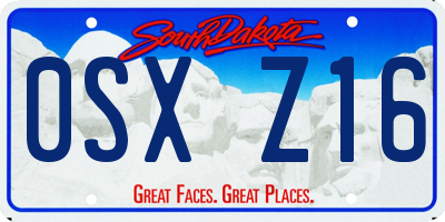 SD license plate 0SXZ16