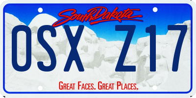 SD license plate 0SXZ17