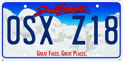 SD license plate 0SXZ18