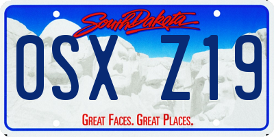 SD license plate 0SXZ19