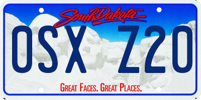 SD license plate 0SXZ20