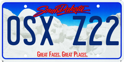 SD license plate 0SXZ22