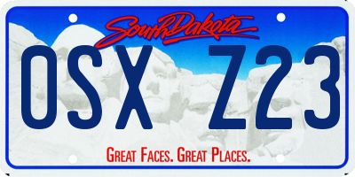SD license plate 0SXZ23