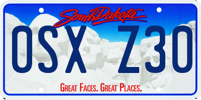 SD license plate 0SXZ30