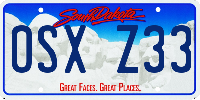 SD license plate 0SXZ33