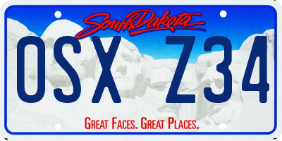 SD license plate 0SXZ34