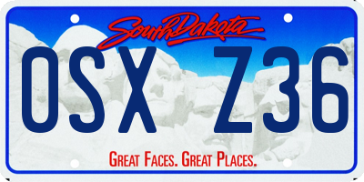 SD license plate 0SXZ36