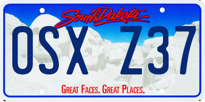 SD license plate 0SXZ37