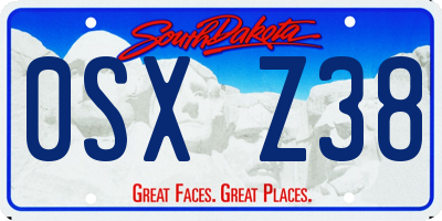 SD license plate 0SXZ38