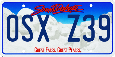 SD license plate 0SXZ39