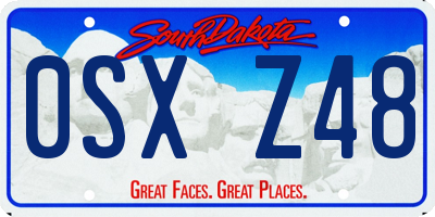 SD license plate 0SXZ48