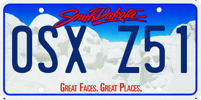 SD license plate 0SXZ51