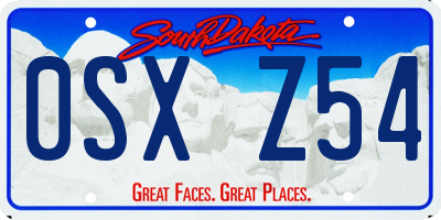 SD license plate 0SXZ54
