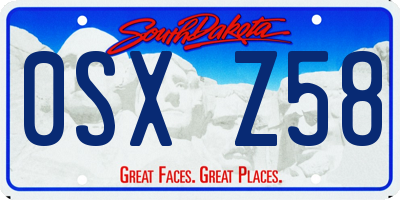 SD license plate 0SXZ58