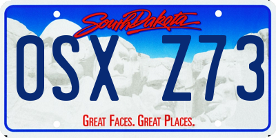 SD license plate 0SXZ73