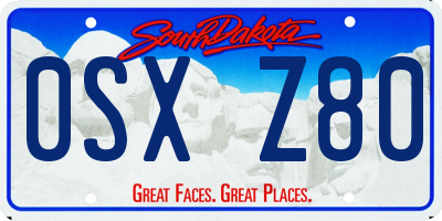 SD license plate 0SXZ80