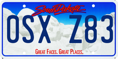 SD license plate 0SXZ83