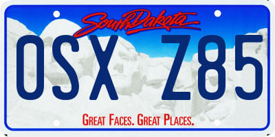 SD license plate 0SXZ85