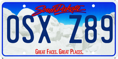 SD license plate 0SXZ89