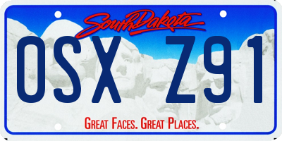 SD license plate 0SXZ91