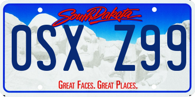 SD license plate 0SXZ99