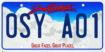 SD license plate 0SYA01