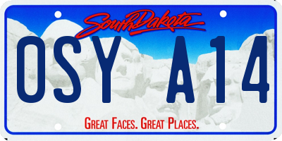 SD license plate 0SYA14