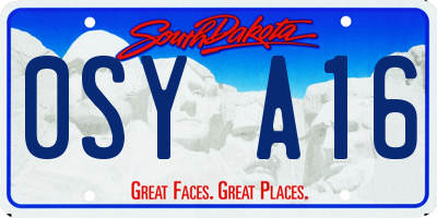 SD license plate 0SYA16