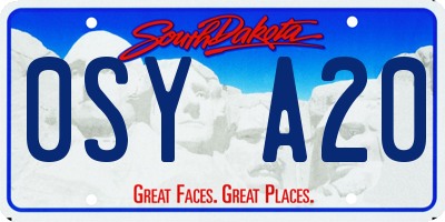 SD license plate 0SYA20