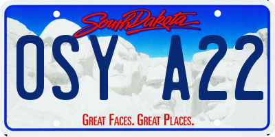 SD license plate 0SYA22