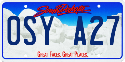 SD license plate 0SYA27
