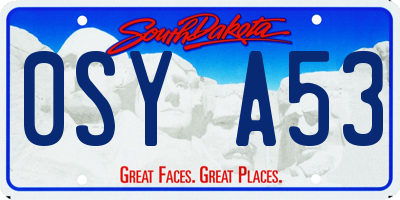 SD license plate 0SYA53