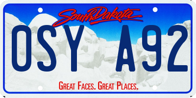 SD license plate 0SYA92